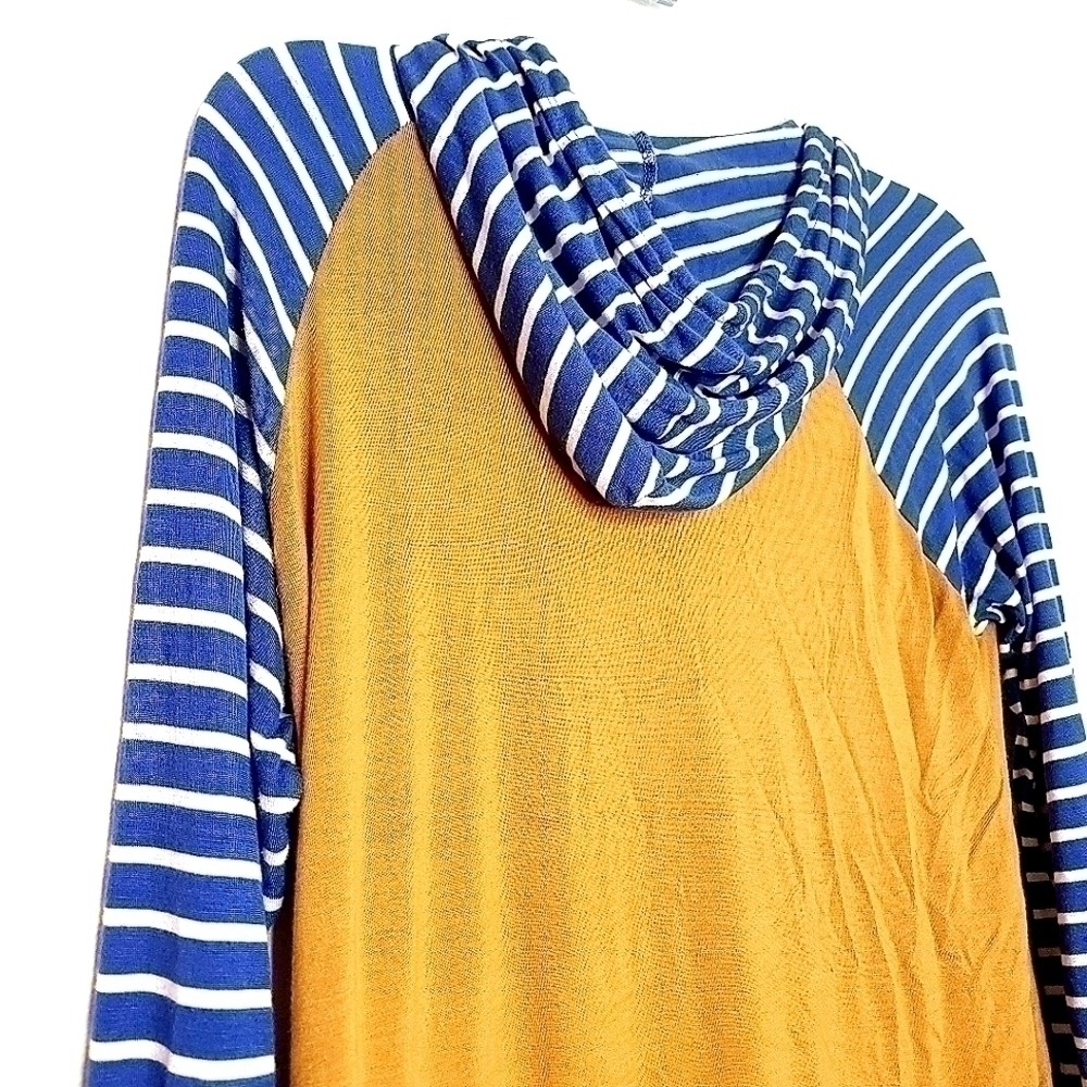 Filly Flair Women’s Small Brown and Blue White Striped Pullover Hoodie - Picture 11 of 11